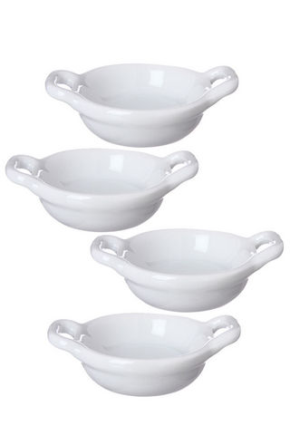 WHITE LABEL - Casserole dish-WHITE LABEL-Ensemble de 4 minis plats en porcelaine avec anses