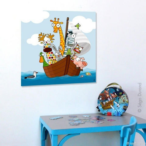 SERIE GOLO - Children's picture-SERIE GOLO-Toile imprimée drôles de moussaillons 60x60cm