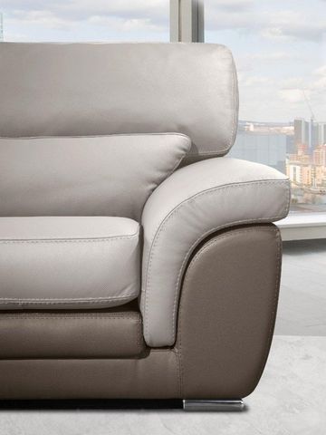 WHITE LABEL - 3-seater Sofa-WHITE LABEL-CLOÉ canapé cuir vachette 3 places. Bicolore marro
