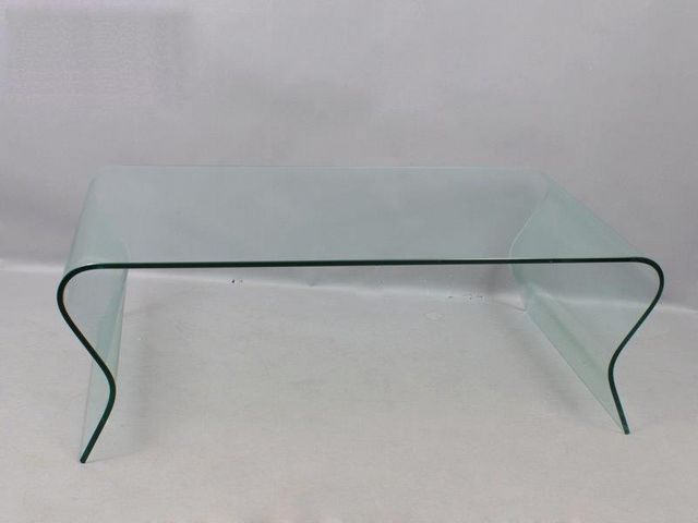 WHITE LABEL - Rectangular coffee table-WHITE LABEL-Table basse en verre ondulée SCOOP