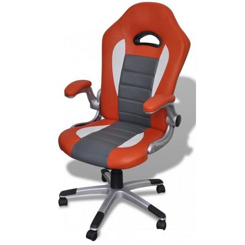 WHITE LABEL - Office armchair-WHITE LABEL-Fauteuil de bureau sport cuir orange/gris