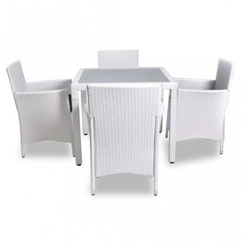 WHITE LABEL - Outdoor dining room-WHITE LABEL-Salon de jardin avec table + 4 chaises