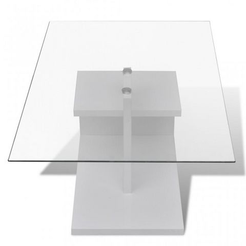 WHITE LABEL - Rectangular coffee table-WHITE LABEL-Table basse design blanche verre