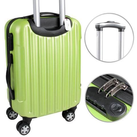 WHITE LABEL - Suitcase with wheels-WHITE LABEL-Lot de 3 valises bagage rigide vert