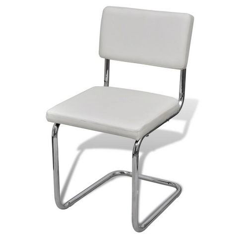 WHITE LABEL - Chair-WHITE LABEL-6 Chaises de salle a manger blanches