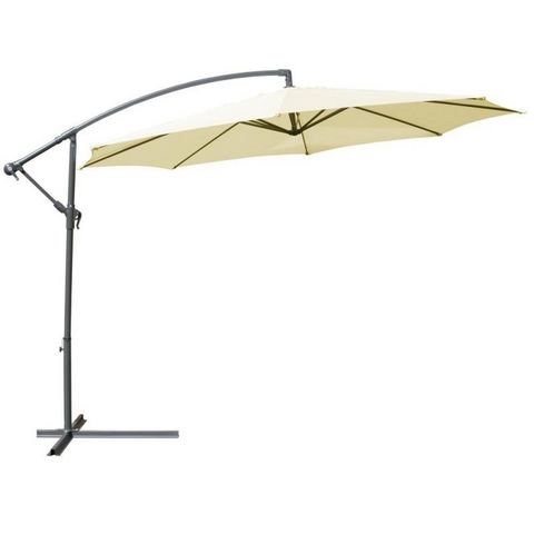 WHITE LABEL - Offset umbrella-WHITE LABEL-Parasol déporté de 3,5 m beige + Housse