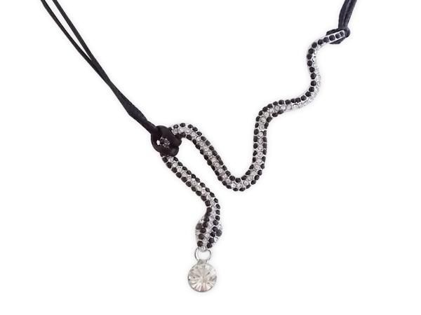 WHITE LABEL - Necklace-WHITE LABEL-Tour de cou serpent strass et pierre blanche bijou