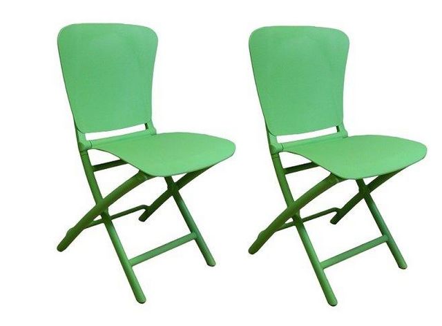 WHITE LABEL - Folding chair-WHITE LABEL-Lot de 2 chaises pliante ZAK design vert