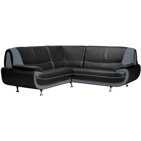 WHITE LABEL - Adjustable sofa-WHITE LABEL-Canapé d?angle design en simili cuir noir et gris