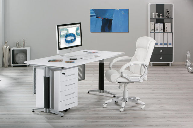 WHITE LABEL - Office chair-WHITE LABEL-Fauteuil de bureau ergonomique coloris blanc desig