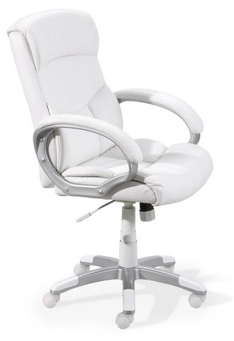 WHITE LABEL - Office chair-WHITE LABEL-Fauteuil de bureau ergonomique coloris blanc desig