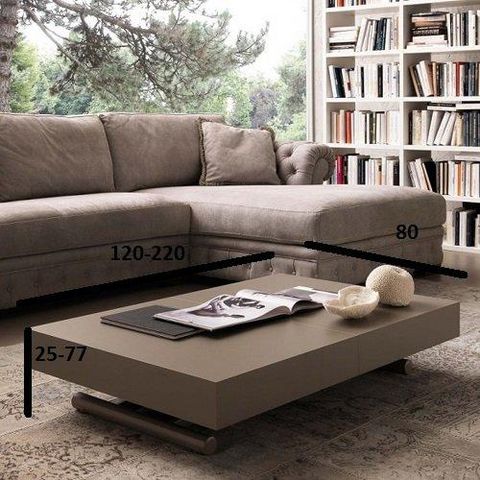 WHITE LABEL - Liftable coffee table-WHITE LABEL-Table basse relevable extensible BLOCK design taup