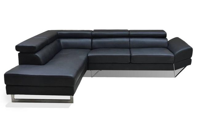 WHITE LABEL - Adjustable sofa-WHITE LABEL-Canapé d'angle gauche fixe VENISE cuir éco noir