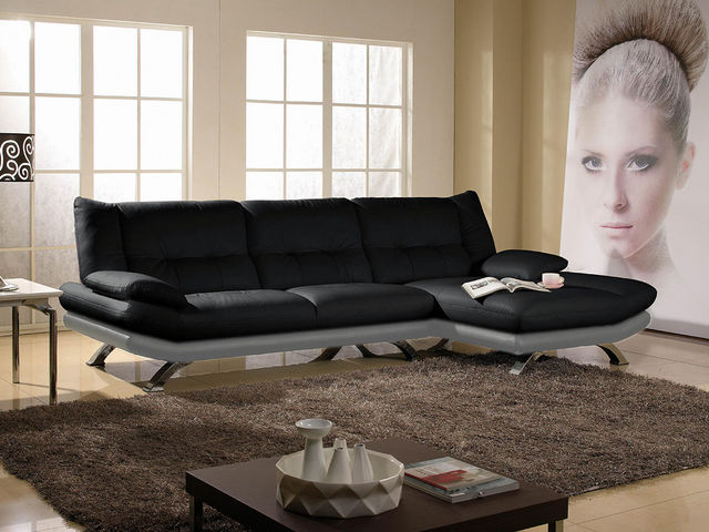 WHITE LABEL - Adjustable sofa-WHITE LABEL-Canapé Cuir Angle MIRANDA
