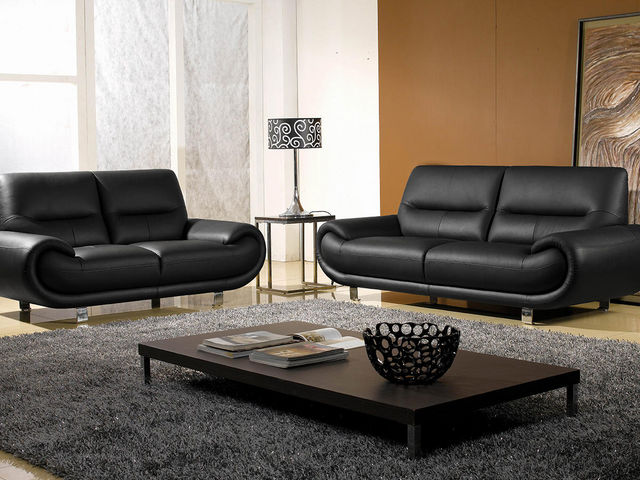 WHITE LABEL - 3-seater Sofa-WHITE LABEL-Canapé cuir 3 places ANGIE
