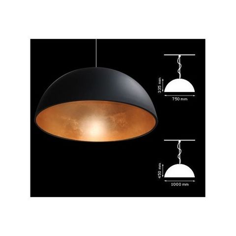 Gesso - Hanging lamp-Gesso-Suspension Coupole noir/or