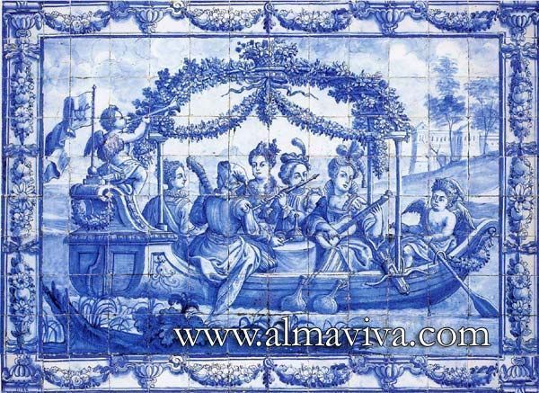 Almaviva - Ceramic tile-Almaviva-Musiciens sur une barque