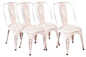 WHITE LABEL - lot de 4 chaises design aix weiss en acier blanc a - Stuhl
