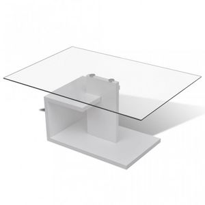 WHITE LABEL - table basse design blanche verre - Rechteckiger Couchtisch