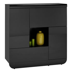 WHITE LABEL - armoire de rangement noir laqué design - Geschirrschrank