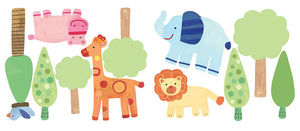 Wallies - stickers chambre bébé le zoo - Kinderklebdekor