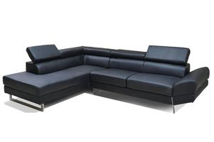 WHITE LABEL - canapé d'angle gauche fixe venise cuir éco noir - Variables Sofa