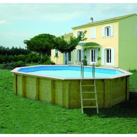 Aqualux - Pool mit Holzumrandung-Aqualux-Piscine allonge en bois LOLA - 505 x 305 x 128 cm