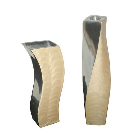 WHITE LABEL - Ziervase-WHITE LABEL-Vase design et soliflore spirale métalisés