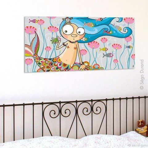 SERIE GOLO - Dekorative Gemälde für Kinder-SERIE GOLO-Toile imprimée boucles d'eau 78x38cm
