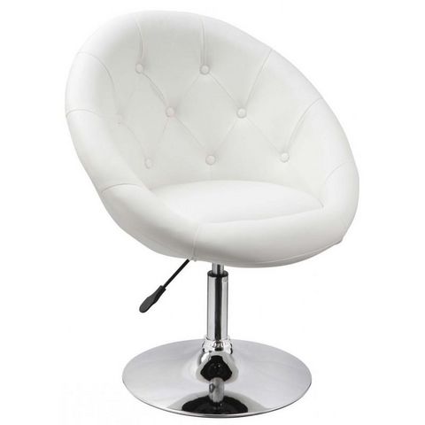 WHITE LABEL - Rotationssessel-WHITE LABEL-Fauteuil lounge pivotant cuir blanc