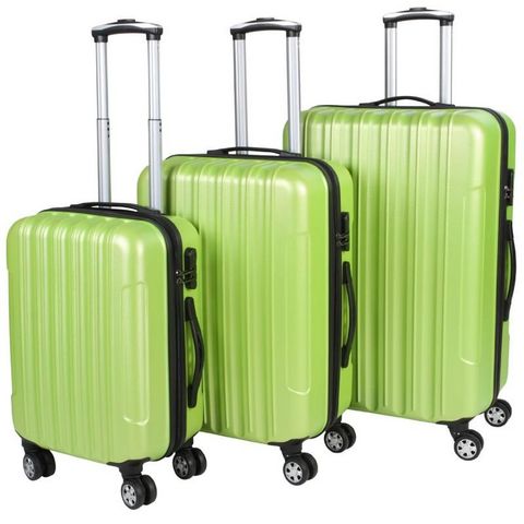 WHITE LABEL - Rollenkoffer-WHITE LABEL-Lot de 3 valises bagage rigide vert