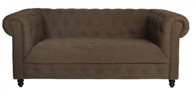 WHITE LABEL - Chesterfield Sofa-WHITE LABEL-Canapé fixe 2 places CHESTER taupe vintage