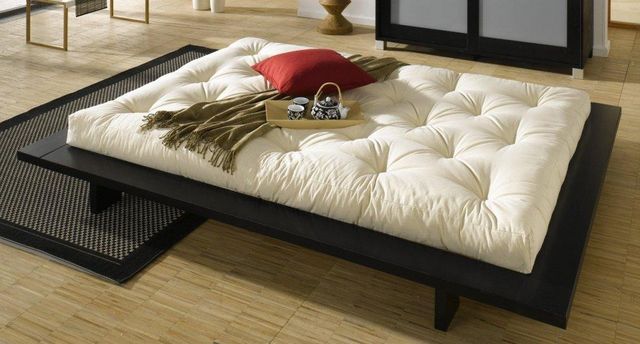 WHITE LABEL - Einzelbett-WHITE LABEL-Cadre de lit  japonais JAPAN noir 140*200cm avec s