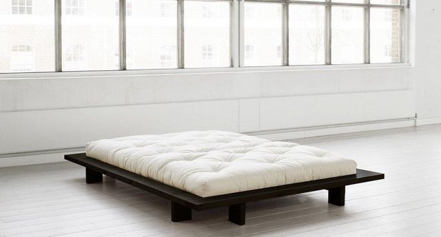 WHITE LABEL - Einzelbett-WHITE LABEL-Cadre de lit  japonais JAPAN noir 140*200cm avec s