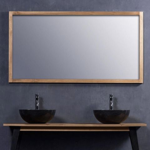 BOIS DESSUS BOIS DESSOUS - Badezimmerspiegel-BOIS DESSUS BOIS DESSOUS-Miroir en bois de teck 150
