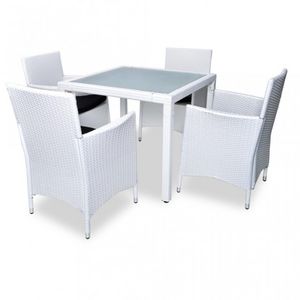 WHITE LABEL - salon de jardin avec table + 4 chaises - Comedor De Exterior