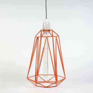 Filament Style - diamond 5 - suspension orange câble gris ø21cm | l - Lámpara Colgante