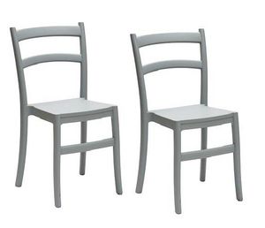 WHITE LABEL - lot de 2 chaises venezia design gris - Silla