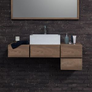 Mueble para cuarto de baño de teca doble lavabo 145 cm