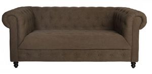 WHITE LABEL - canapé fixe 2 places chester taupe vintage - Sofá Chesterfield