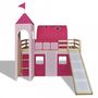 Cama para niño-WHITE LABEL-Lit mezzanine bois avec échelle toboggan et déco rose