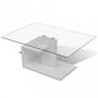Mesa de centro rectangular-WHITE LABEL-Table basse design blanche verre