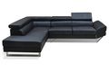 Sofá modular-WHITE LABEL-Canapé d'angle gauche fixe VENISE cuir éco noir