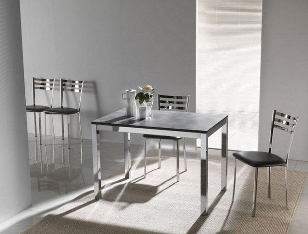 WHITE LABEL - Mesa de comedor rectangular-WHITE LABEL-Table repas extensible MAJESTIC 130 x 80 cm  et ac