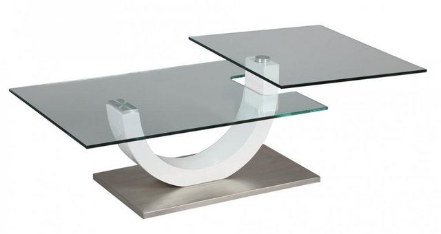 WHITE LABEL - Mesa de centro forma original-WHITE LABEL-Table basse KNOCK en verre transparent plateaux pi