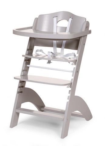 WHITE LABEL - Silla alta para niño-WHITE LABEL-Chaise haute évolutive pour bébé coloris gris clai