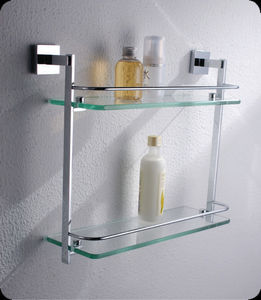 EASY SANITARY - wall mounted double glass shelf - Mensola Da Bagno