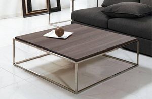 WHITE LABEL - table basse carré mimi noyer - Tavolino Quadrato
