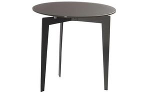 WHITE LABEL - table basse ronde dallas en verre dépoli noir - Tavolino Rotondo