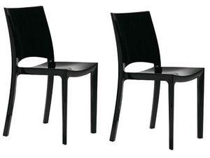 WHITE LABEL - lot de 2 chaises sunshine empilables design noir b - Sedia